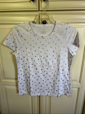 Sonoma White Short-Sleeve Tee with Gold Polka Dots